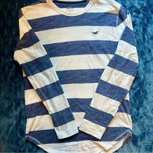 Hollister Navy and White Striped Long Sleeve Tee size XS